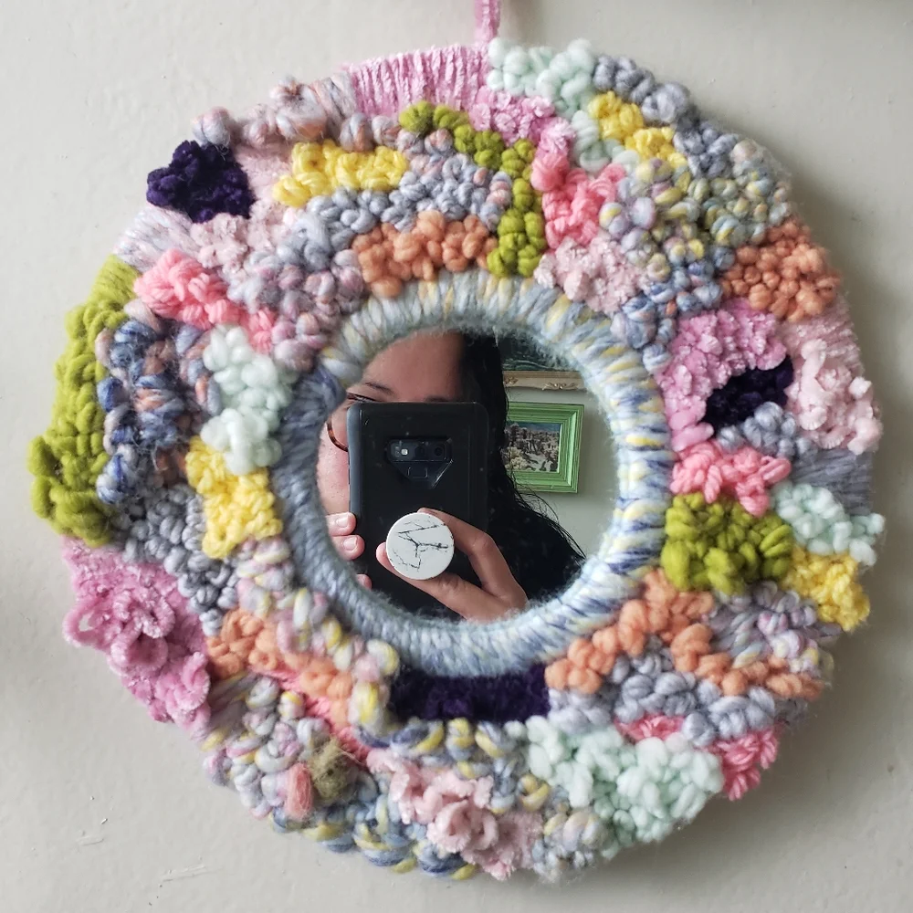 Handmade Pastel Multicolor Round Mirror